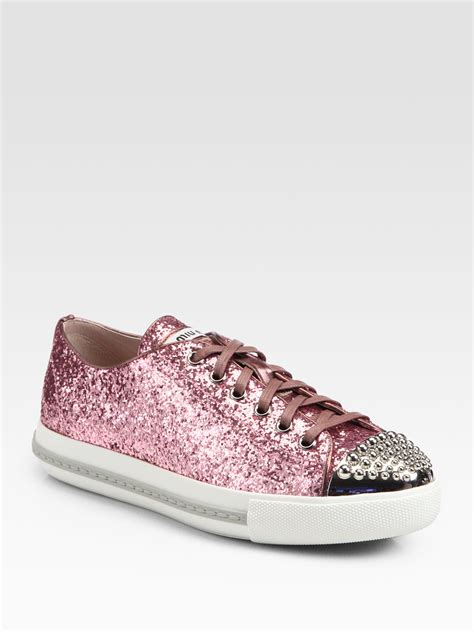 miu miu pink glitter sneakers|where to buy miu michu.